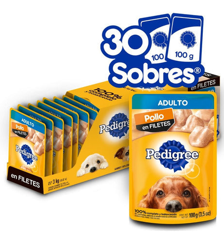 Pedigree, Alimento Perros Adultos, Pollo, 30 Sobres 100g C/u