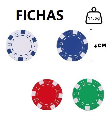 Juego De 500 Fichas De Poker 2 Deck Y Dados Profesional
