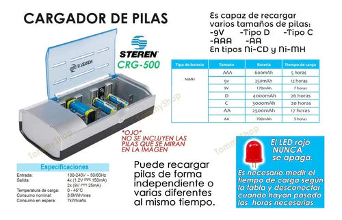 Cargador + 2 Baterias Pila Recargable Tipo D 5000mah 1.2v