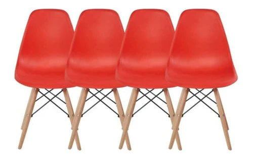 Silla De Comedor Begônia Eames, Estructura Color Rojo, 4 Unidades