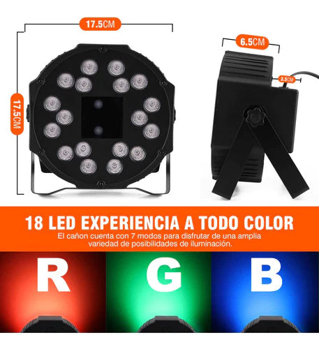 Cañon De Leds Rgb Laser Audioritmico Con Patrones Multicolor