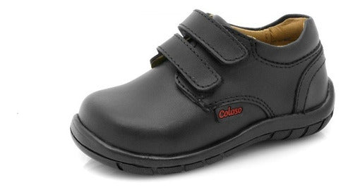 Zapato Escolar De Niño Doble Ajuste Piel Color Negro Coloso
