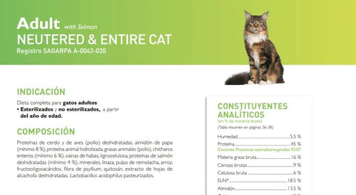 Croquetas Para Gato Adult With Salmon Neuter & Enti Cat 7kg.