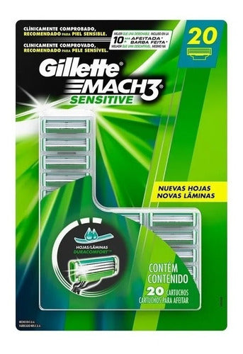 Gillette Cartuchos Mach3 Sensitive 20 Piezas Rastrillos
