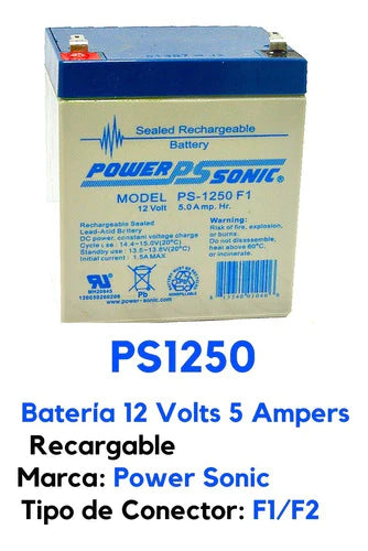 Ps1250 F1 / F2 Power Sonic 12 Voltios 5 Ah Recargable