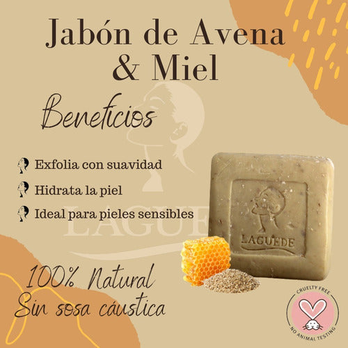 Jabón De Miel Y Avena %100 Natural By Laguede, 90gr