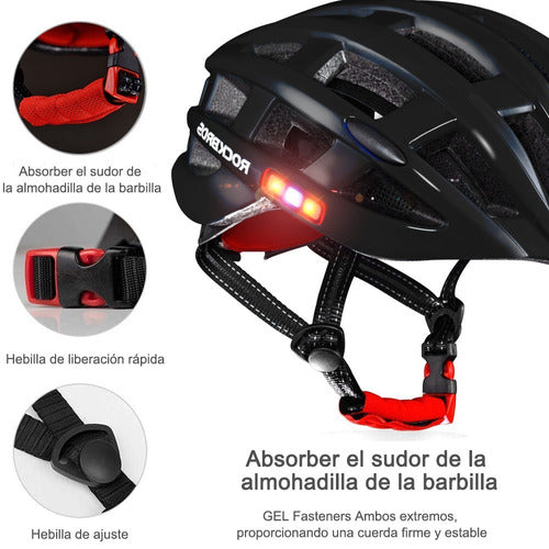 Casco Para Bicicleta Freestyle Con Luz De Montaña Negro
