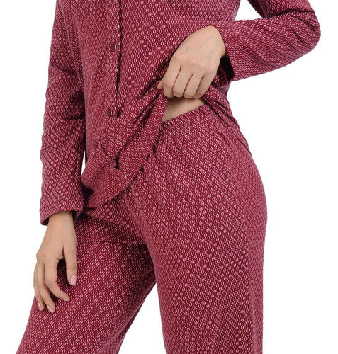 Pijama Mujer Nite Nite 1004 Sudadera Y Pantalón Largo Vino