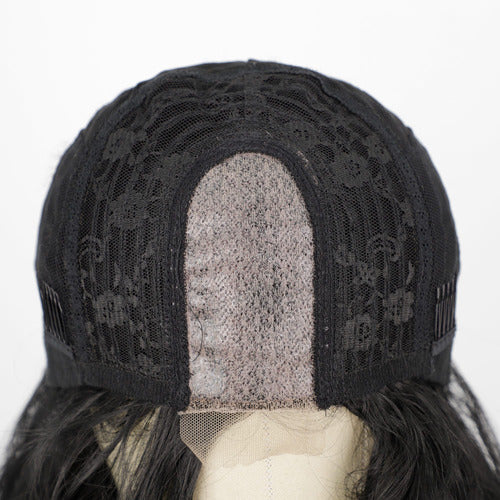 Peluca Mujer Cabello Natural Negro Ondulada Larga Lace Front