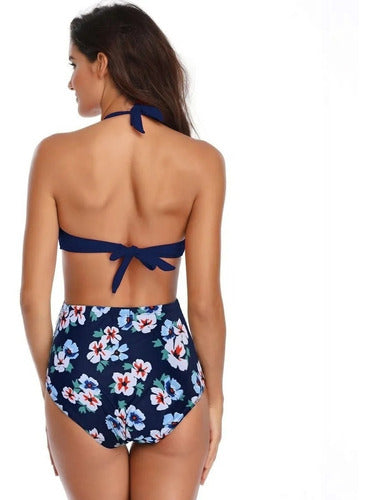 Traje De Baño Solid Flor Sexy Dos Piezas Bikini Para Mujer
