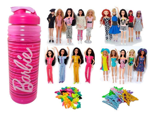 10 Ropitas Para Barbie + Vaso Y Complementos.