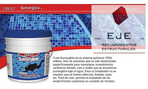 Sumergible Crest Adhesivo Epóxico Azul Cancún 3.78l
