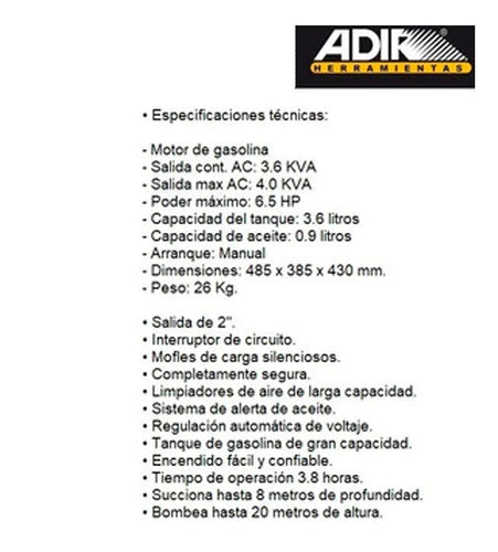 Motobomba De Agua 2 X 2  Adir 125 Motor Gasolina 6.5 Hp
