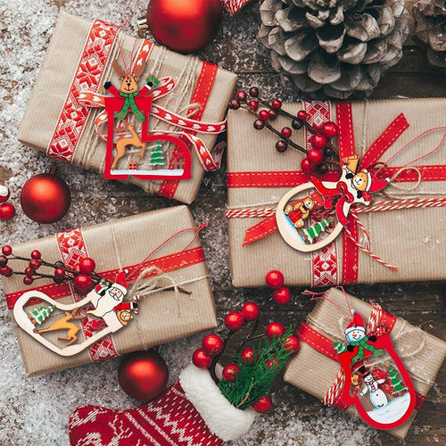 8 Pcs Adornos Para Árboles De Navidad, Colgantes De Madera