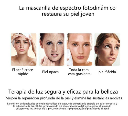 Máscara De Belleza Terapia Facial Con Fotones Led Eléctrica