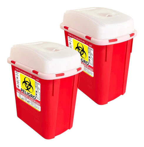 2 Pack Contenedor Para Residuos Punzocortantes Rpbi 4l Rojo