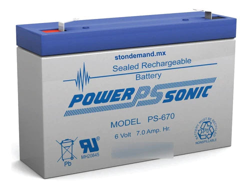 Batería Recargable Agm Powersonic Ps-670 6v 7ah F1 Sellada