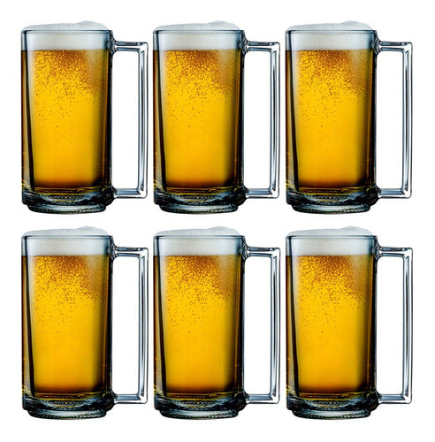 6 Vasos Vidrio Cerveza Tarro Cervecero Tazas Grandes 400ml